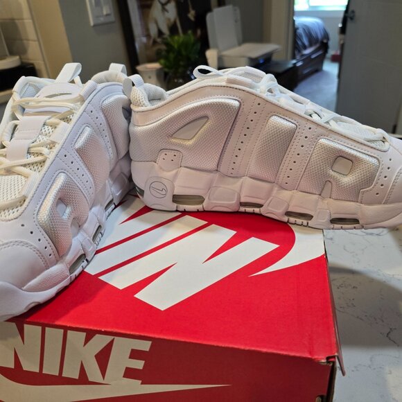 Nike Air More Uptempo Low White-White-White Triple White Sz 10.5 [FZ3055-100] - Picture 3 of 14